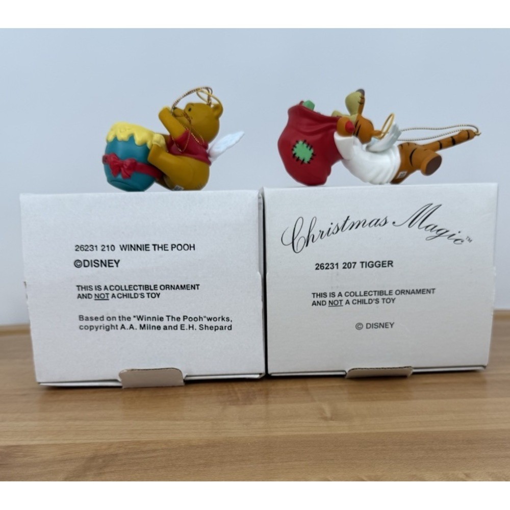 (2) Disney's Christmas Magic Ornaments Made by Grolier Winnie The Pooh & Tigger